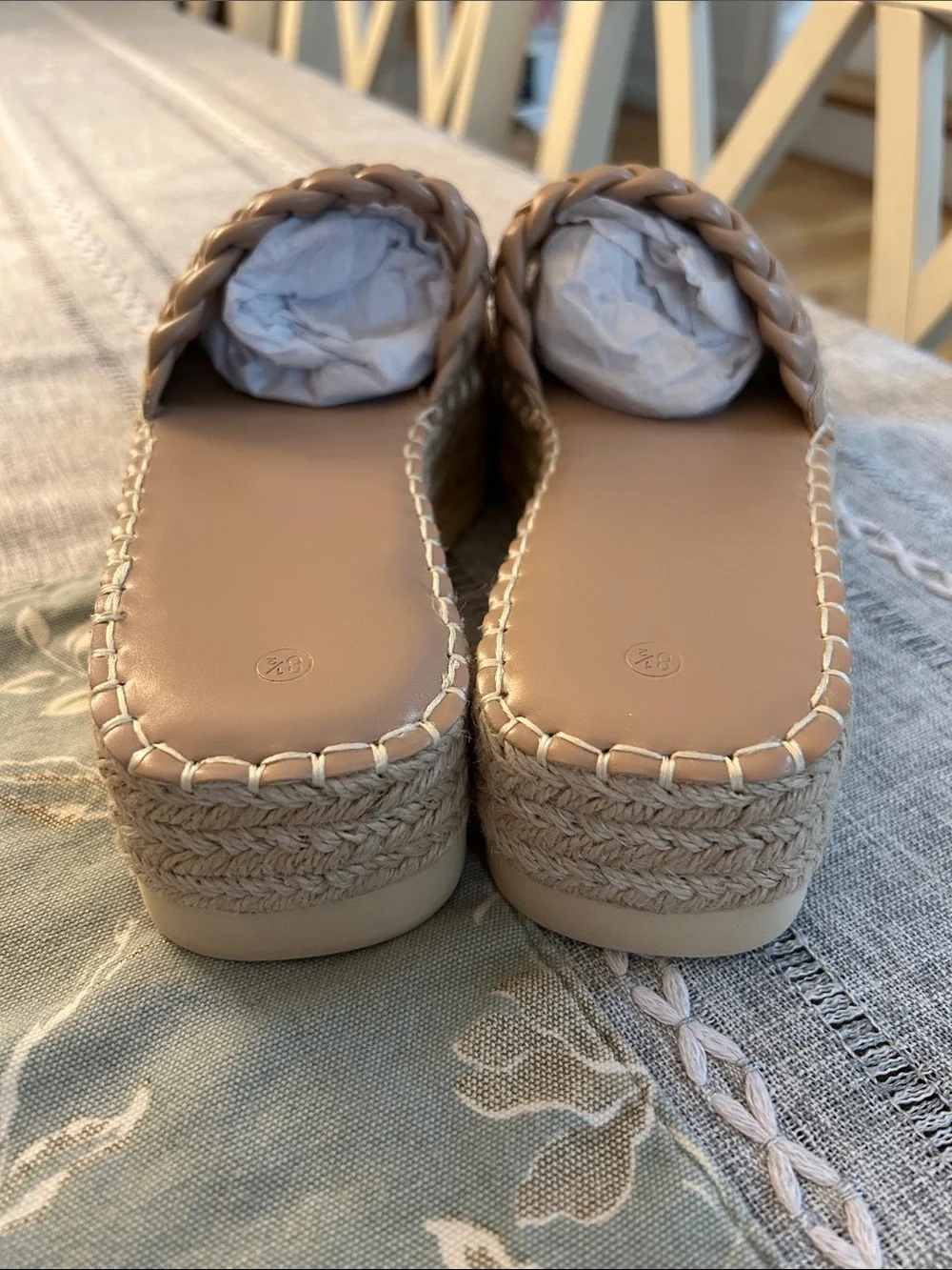 Braided Taupe Platform Slide Sandals - Women